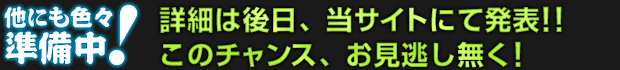 他にも色々準備中！詳細は後日、当サイトにて発表!!このチャンス、お見逃し無く！