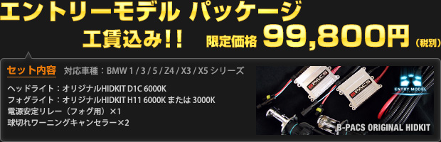 エントリーモデル パッケージ 限定価格 99,800円（工賃込・税別）