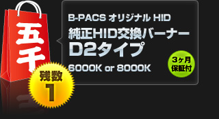 【五千円福袋】B-PACSオリジナルHID 純正HID交換バーナー D2タイプ（6000Kまたは8000K）3ヶ月保証付き！【残り1セット】