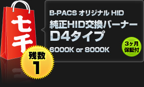 【七千円福袋】B-PACSオリジナルHID 純正HID交換バーナー D4タイプ（6000Kまたは8000K）3ヶ月保証付き！【残数1】